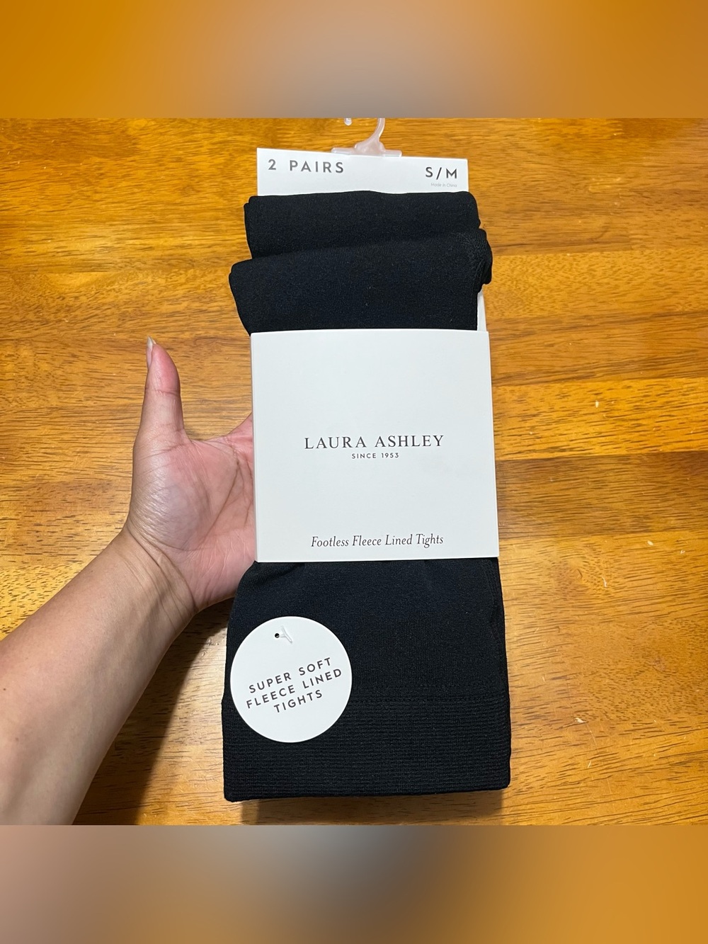 NWT❗️Laura Ashley Footless Fleece Lined Tights black - Super Soft size S/M